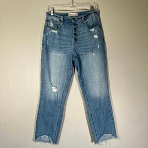 Abercrombie & Fitch A&F Mom Jean Size 29 / 8 R Denim Raw Hem Cropped Distressed